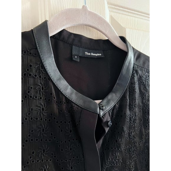 The Kooples broderie top with leather collar - Picture 3 of 9